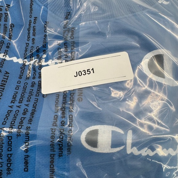 Champion Reverse Weave All Over Print Logo Crewneck Sweatshirt Blue Mens Small - Picture 9 of 9